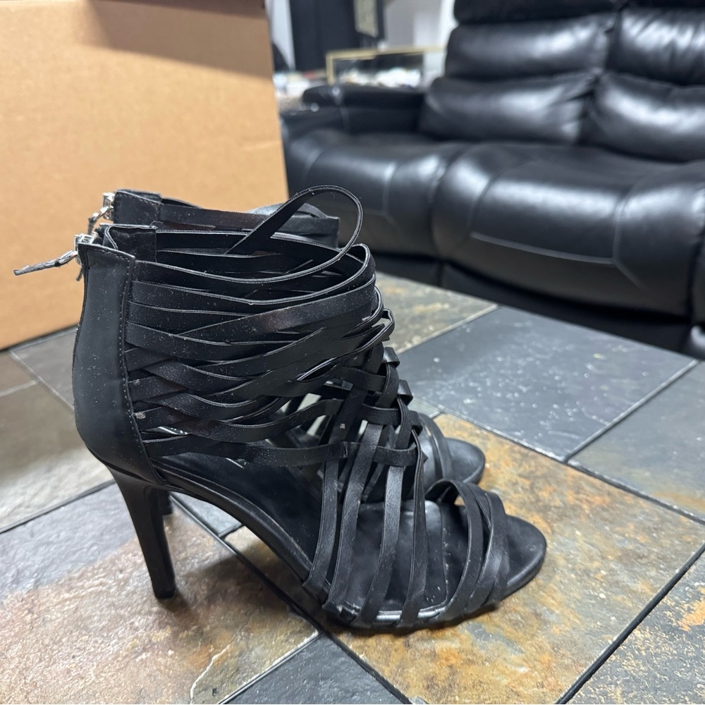 Black Strappy Stiletto Sandal